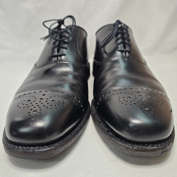 Allen Edmonds Dryden Medallion Shoes Black Leather Cap Toe Oxford Mens Size 9.5D - Picture 3 of 12